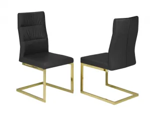 Dining Chair, Set Of 2 - Black/Gold