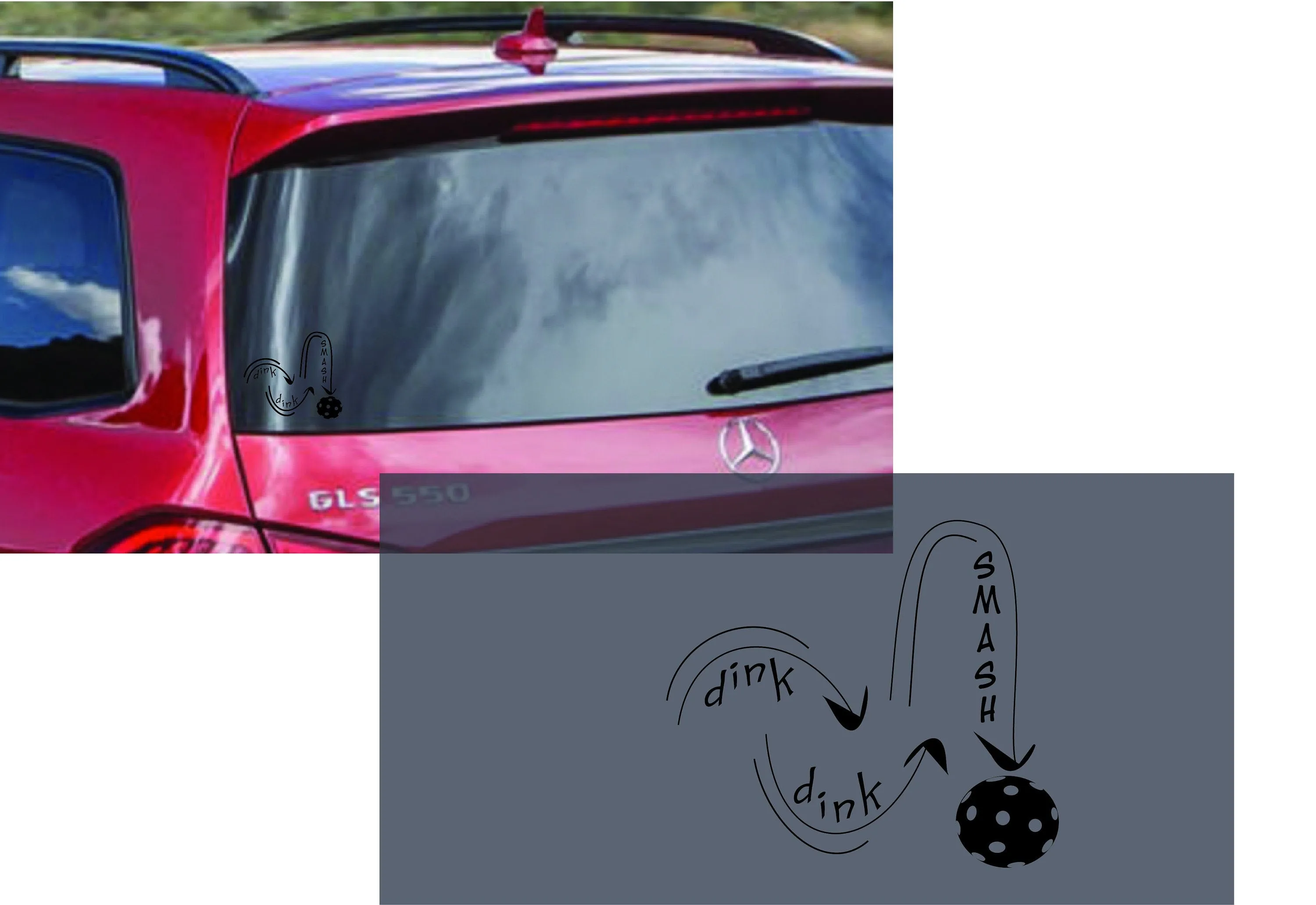 Dink Dink Smash | Pickleball Car Decal And Pickleball Sticker | Customizable Color