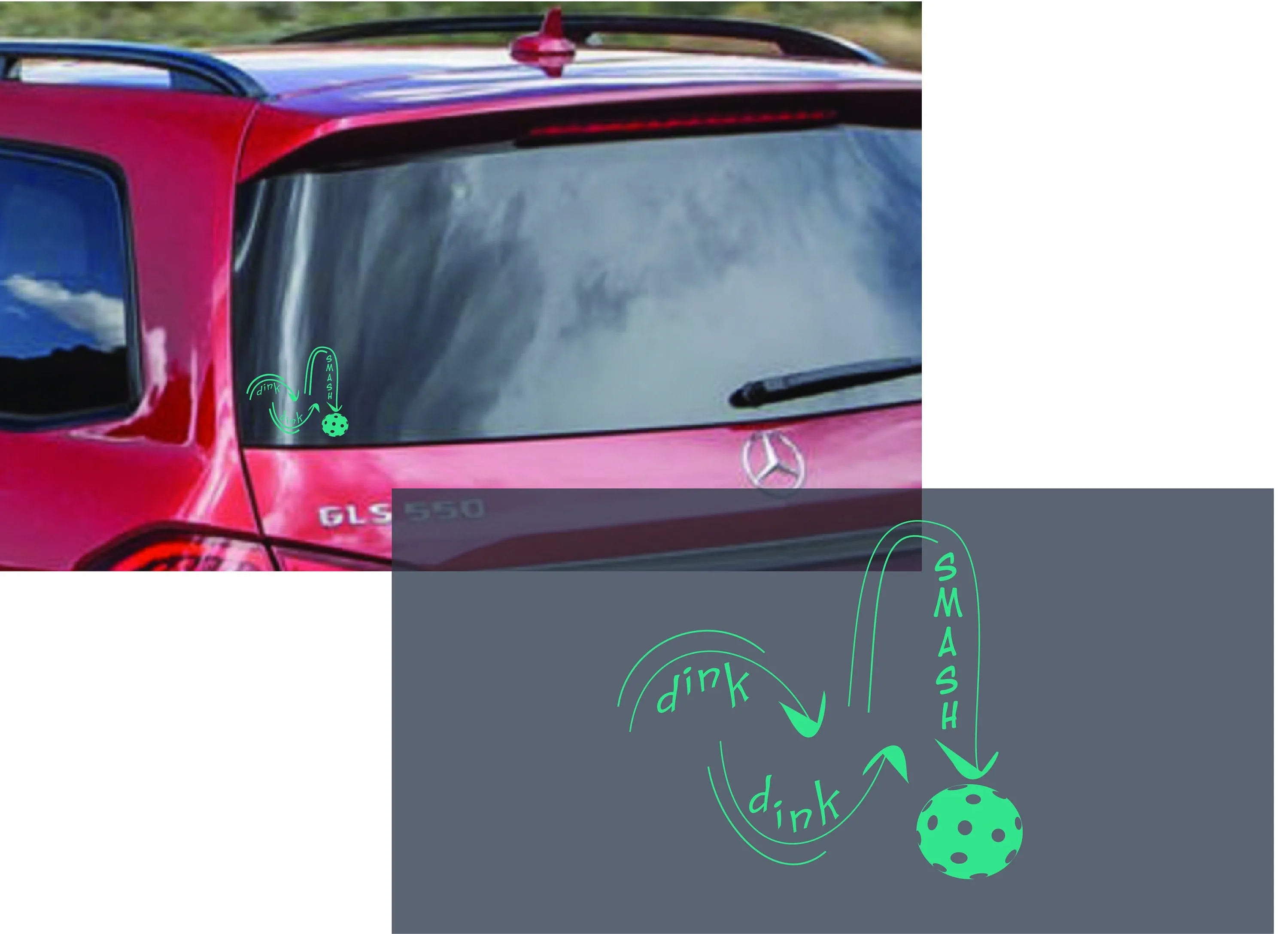 Dink Dink Smash | Pickleball Car Decal And Pickleball Sticker | Customizable Color