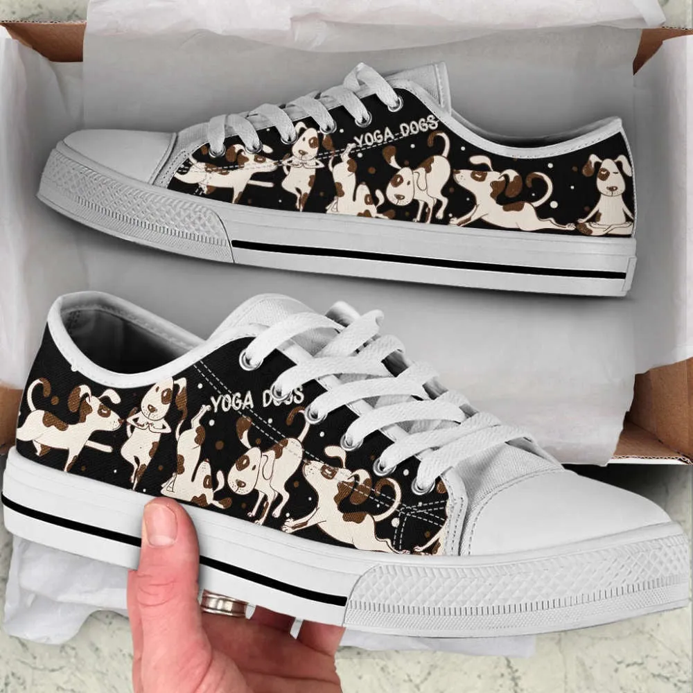 Dog Yoga Low Top Shoes Canvas Sneakers Casual Shoes, Dog Mom Gift, Dog Printed Shoes, Canvas Shoes For Men, Women