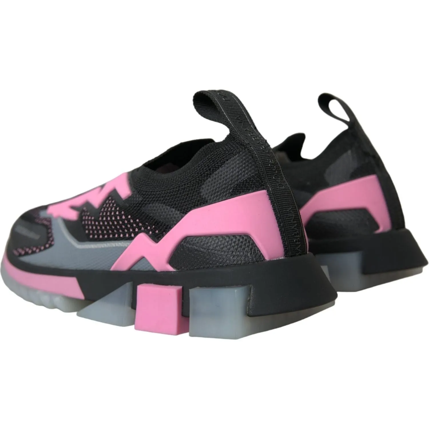 Dolce & Gabbana Black Pink Slip On Sorrento Sneakers Shoes