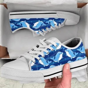 Dolphins Low Top Canvas Shoes, Animal Print Canvas Shoes, Print On Canvas Shoes