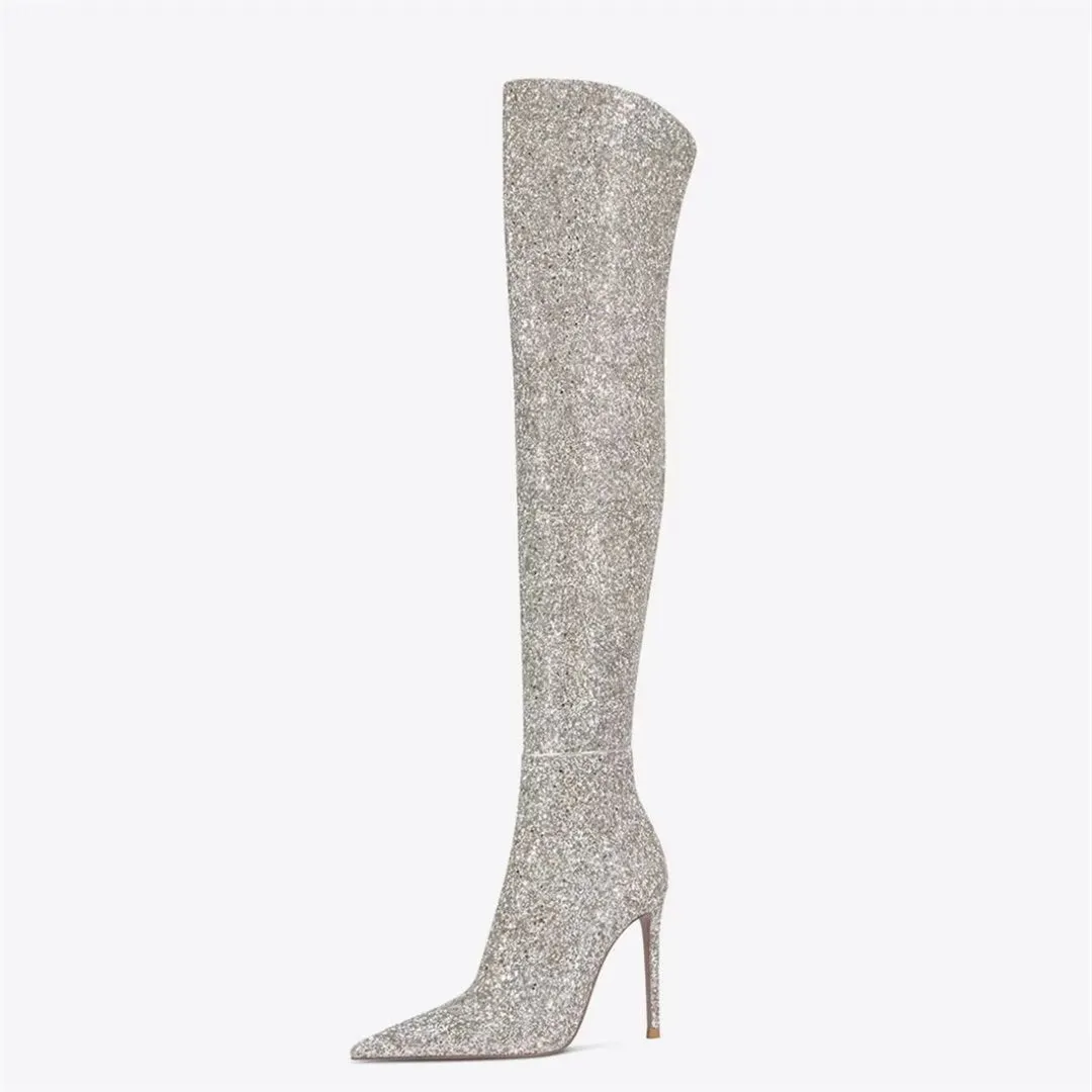 ElegantLuxe Over-Knee Pointed Toe Sculpted Heel Boots