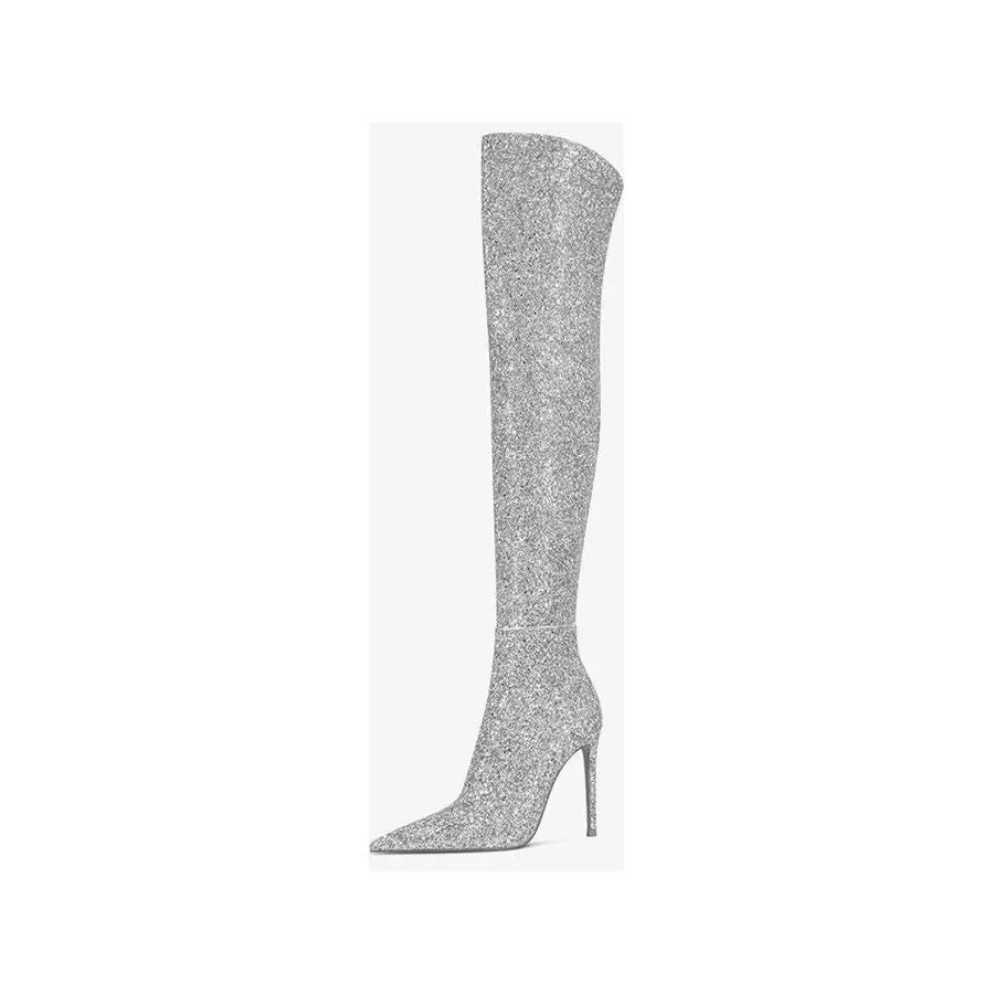 ElegantLuxe Over-Knee Pointed Toe Sculpted Heel Boots