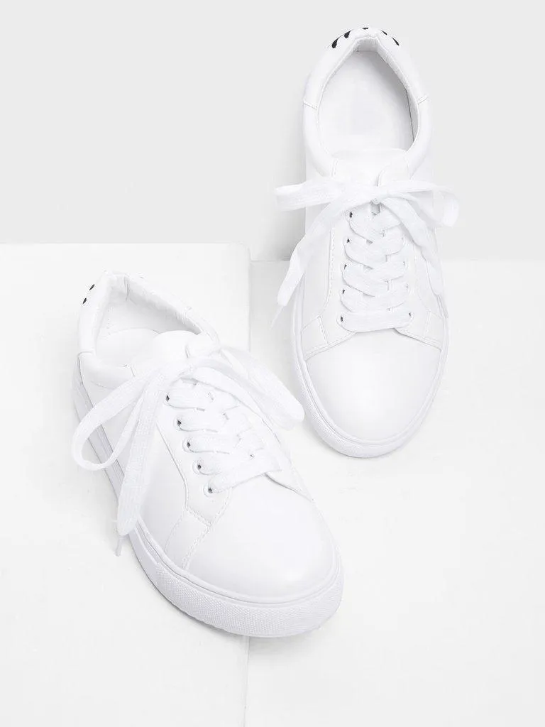 Eye Embroidery Lace Up Slip On Sneakers