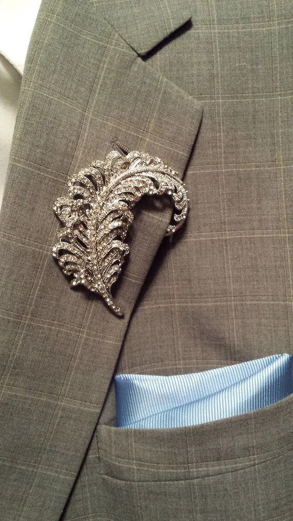 Feather Crystal Lapel Broach