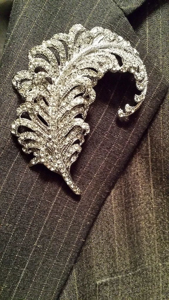 Feather Crystal Lapel Broach