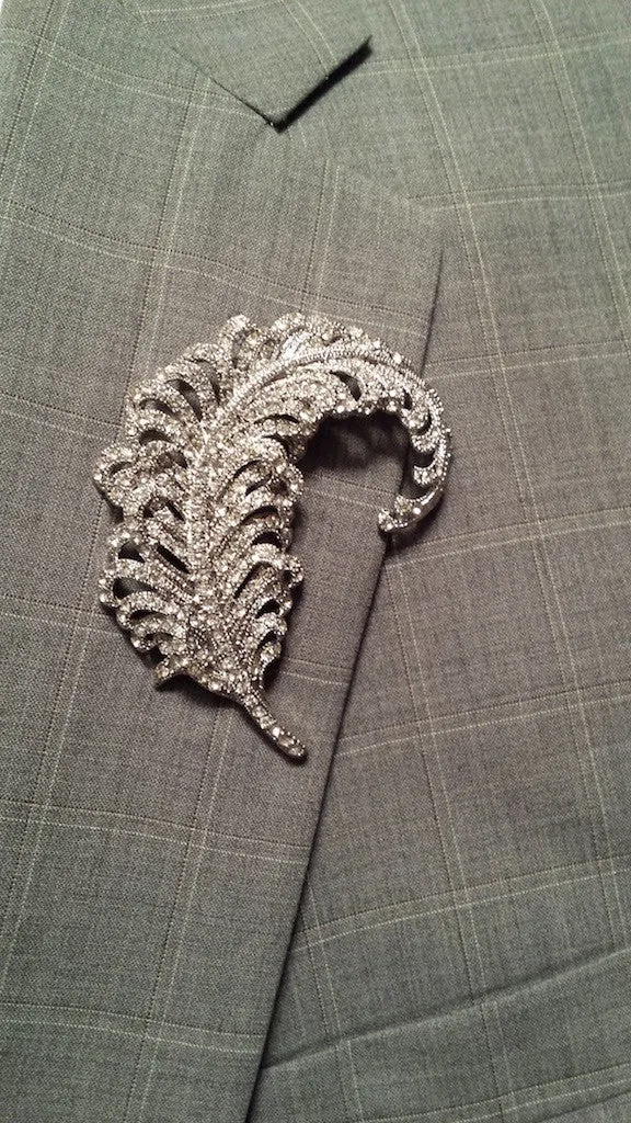 Feather Crystal Lapel Broach