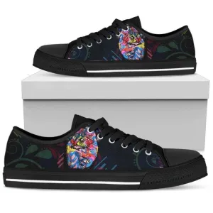 Feline-Inspired Women'S Low-Top Shoe Cat Lover'S Delight, Cat Canvas Shoes