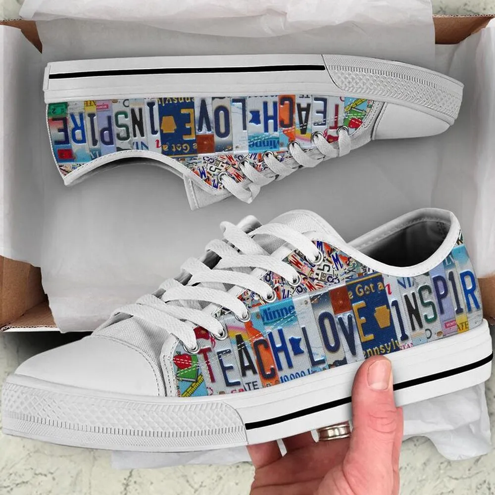 First Grade Team License Plates Low Top Shoes, Teacher Shoes, Low Top Sneakers