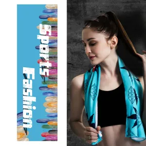 Fitness Cold Towel Outdoor Sports Cooling Quick-Drying Towel, Size: 100 x 30cm(Blue Feather)