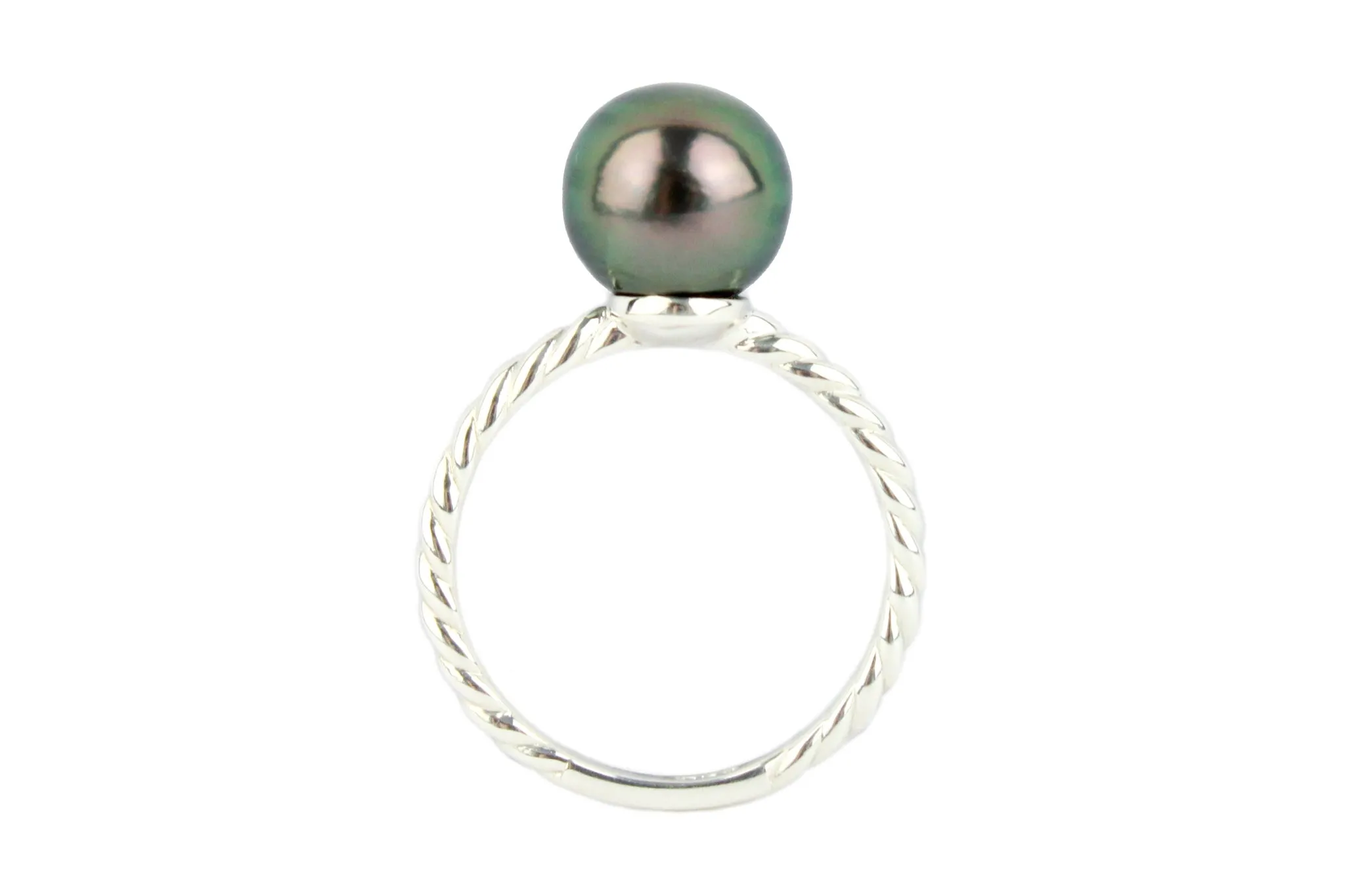 Flashy Plum Peacock Tahitian Pearl Ring