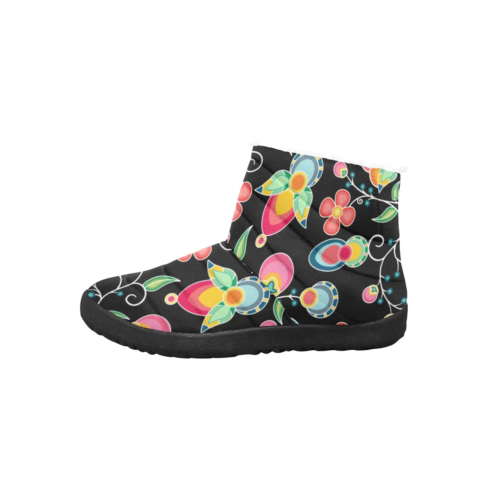 Floral Bounty Black Women's Padded Winter Boot