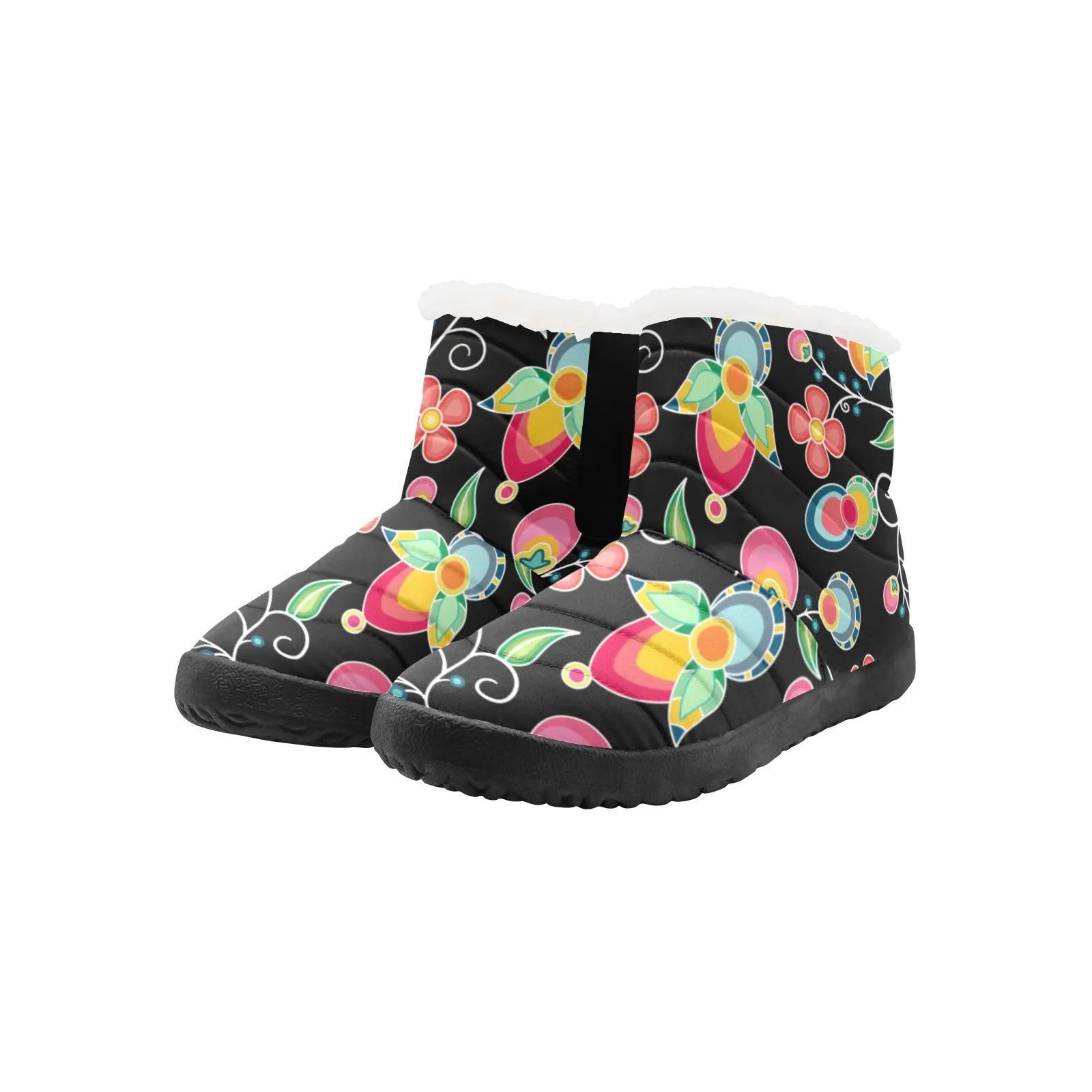 Floral Bounty Black Women's Padded Winter Boot