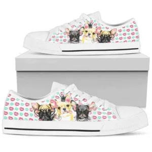 French Bulldog Low Top Shoes Step Out In Frenchie Style, Dog Printed Shoes, Canvas Shoes For Men, Women