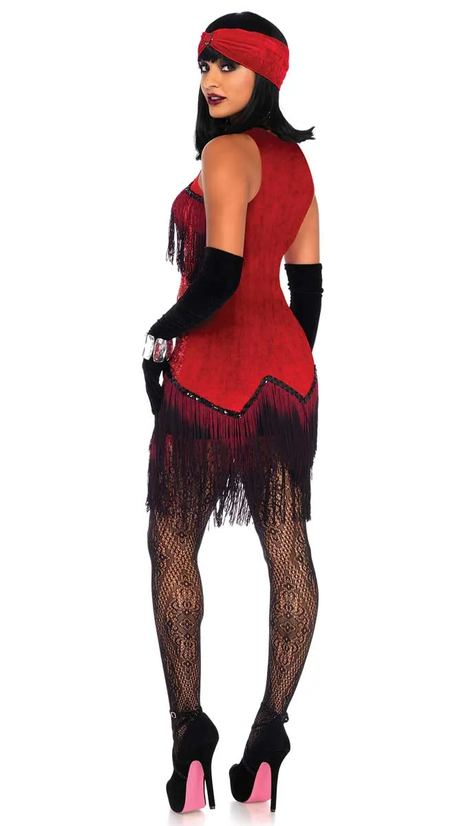 Gatsby Girl Womens Deluxe Red 1920s Flapper Dress Costume