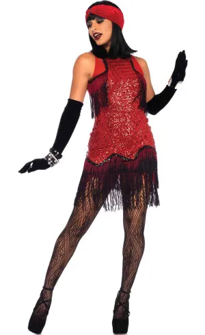 Gatsby Girl Womens Deluxe Red 1920s Flapper Dress Costume