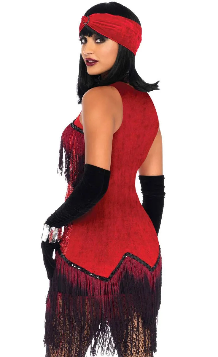 Gatsby Girl Womens Deluxe Red 1920s Flapper Dress Costume