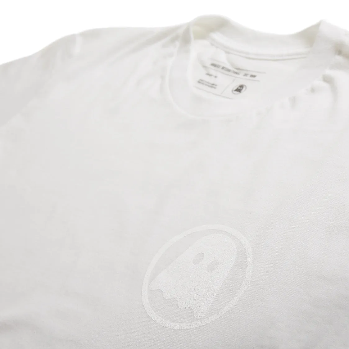 Ghostly Logo Tee - White on White - International