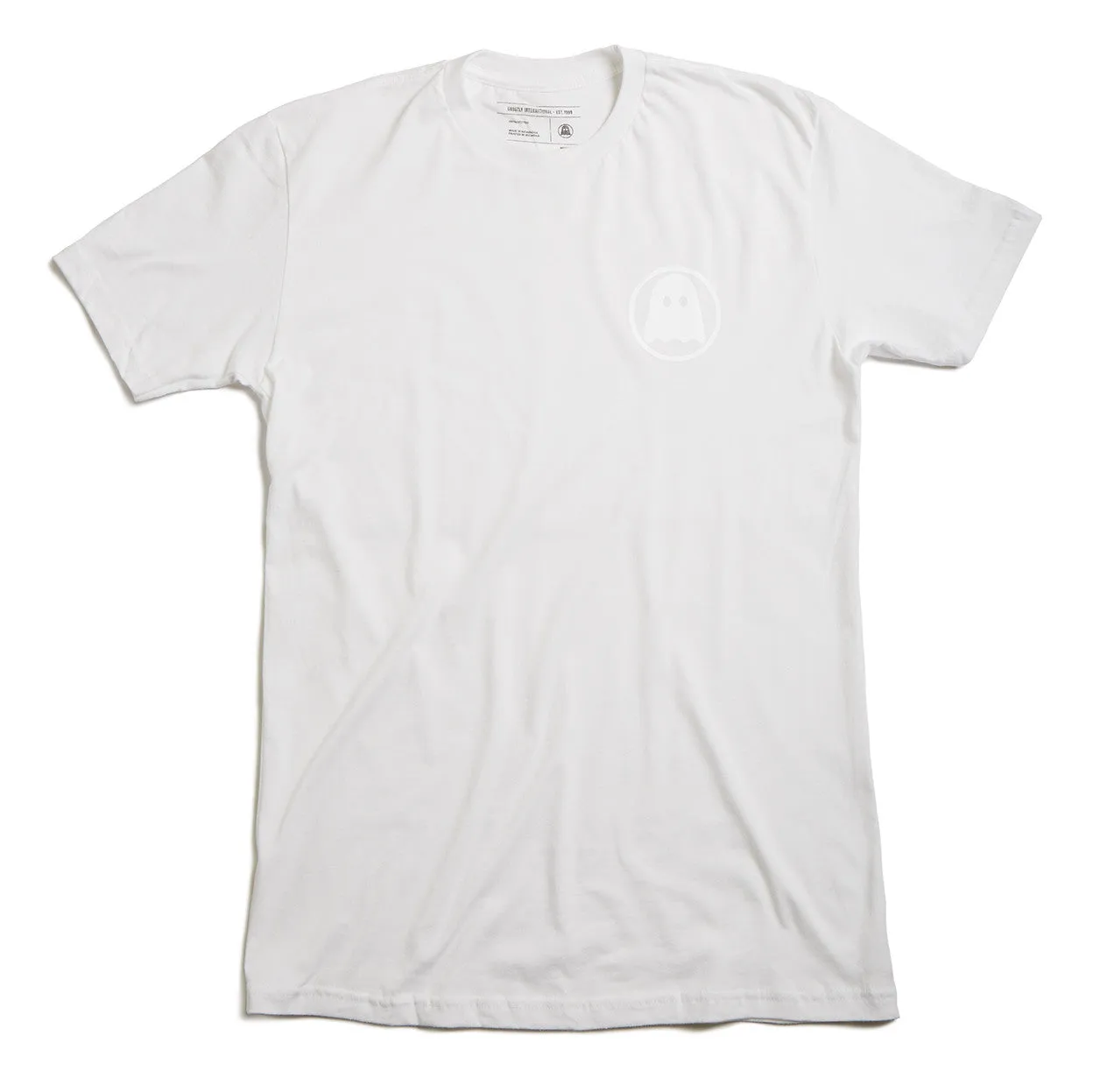 Ghostly Logo Tee - White on White - International