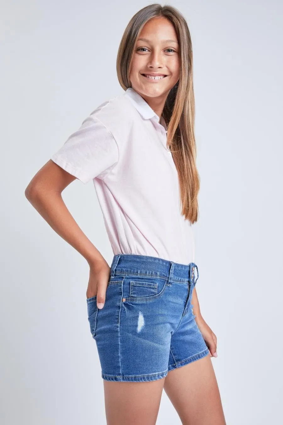 Girls Essential Double Button Shorts