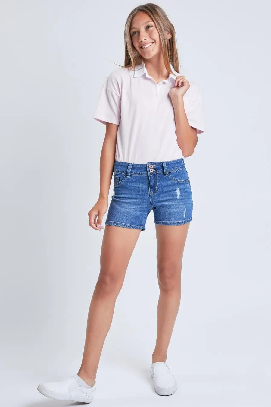 Girls Essential Double Button Shorts