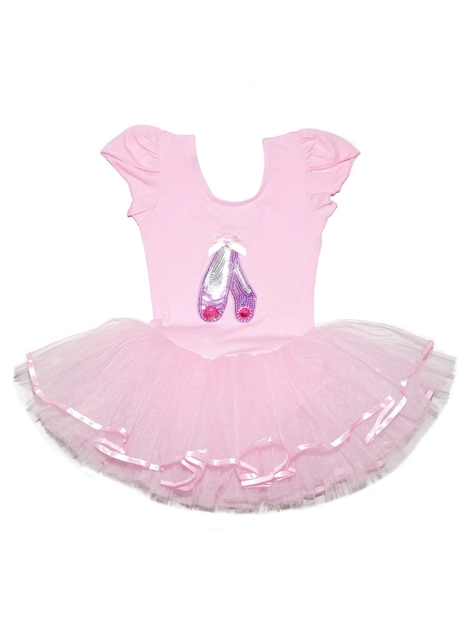 Girls Pink Glitter Pink Sequins Ballet Shoes Tutu Dress 9M-8