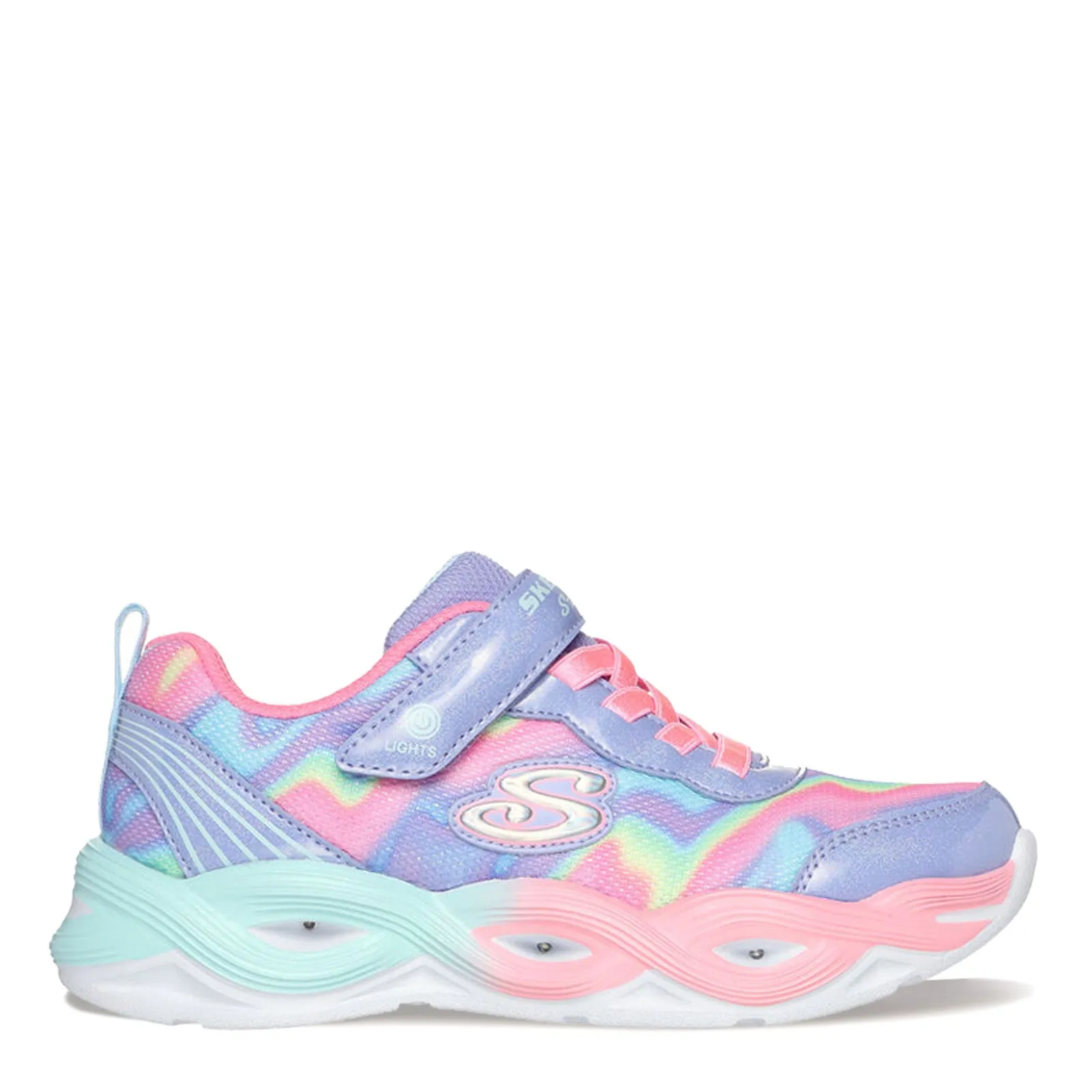 Girl's Skechers, S-Lights: Twisty Glow - Sorbet Swirl Sneaker - Little Kid