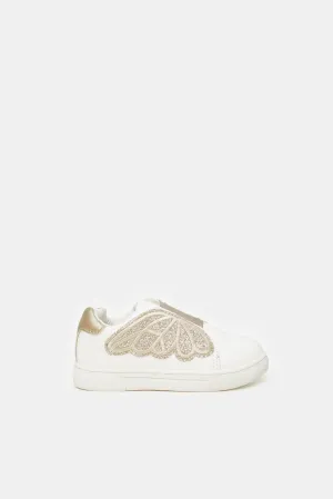 Girls White Butterfly Sneakers