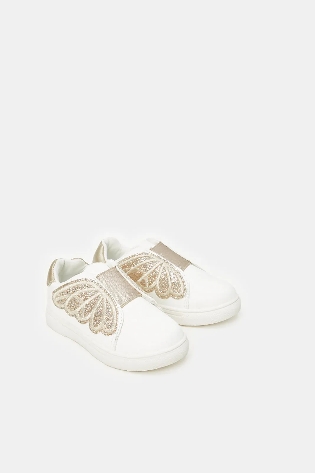 Girls White Butterfly Sneakers