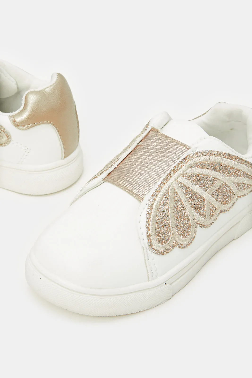 Girls White Butterfly Sneakers