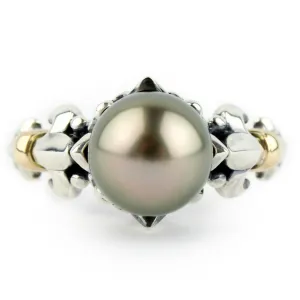 Golden Green Glow Acropora Tahitian Pearl Ring