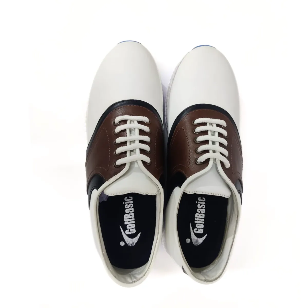 GolfBasic Drive Comfort White-Brown Spikeless Golf Shoes