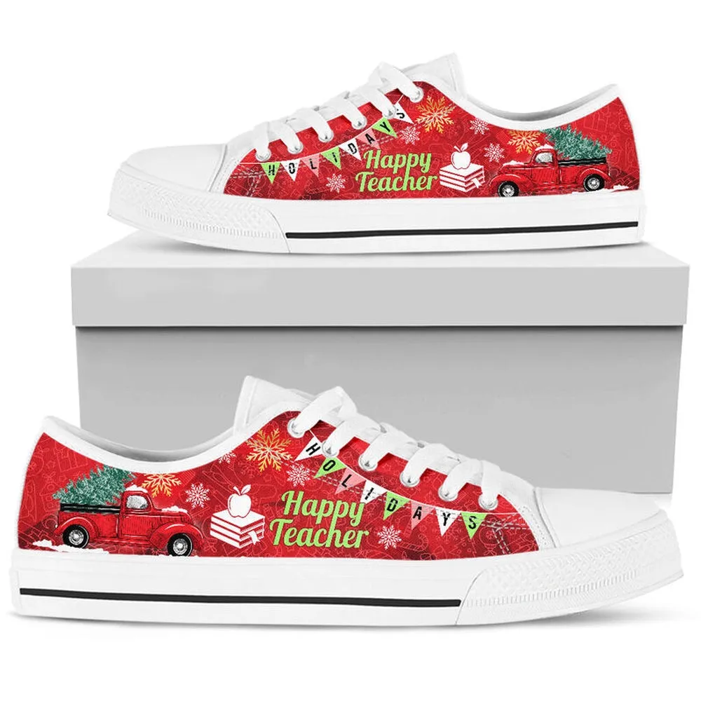 Happy Teacher Holidays Low Top Shoes, Teacher Shoes, Low Top Sneakers