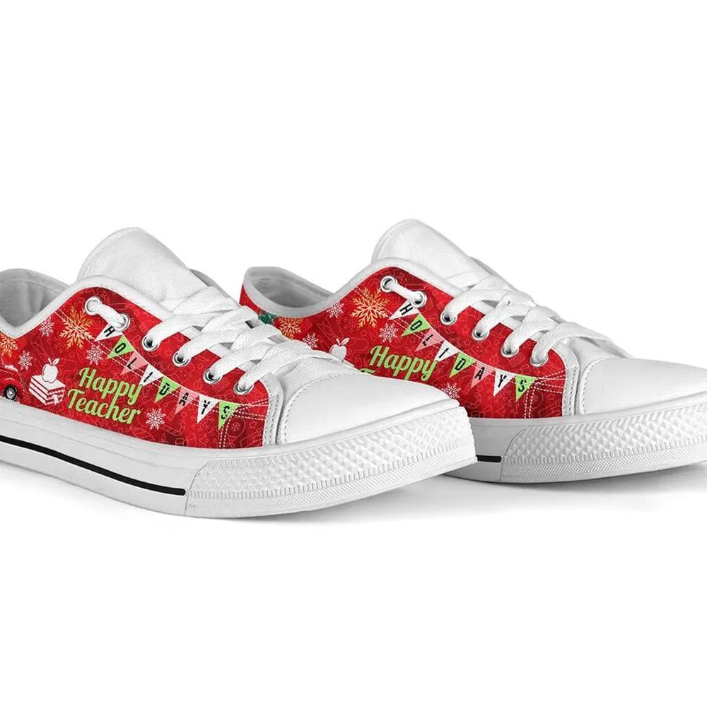 Happy Teacher Holidays Low Top Shoes, Teacher Shoes, Low Top Sneakers