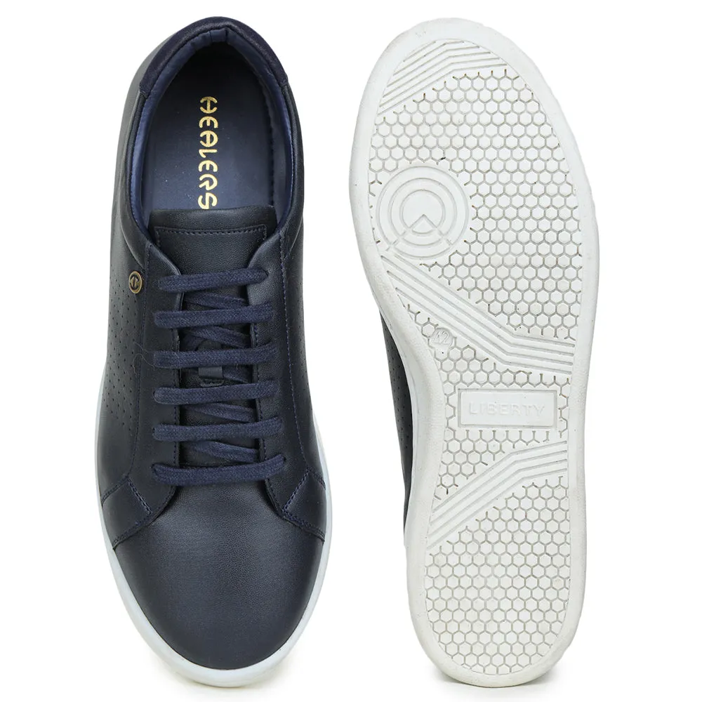 Healers Casual Navy Blue Lace-Up Sneakers For Men SYN-64 By Liberty