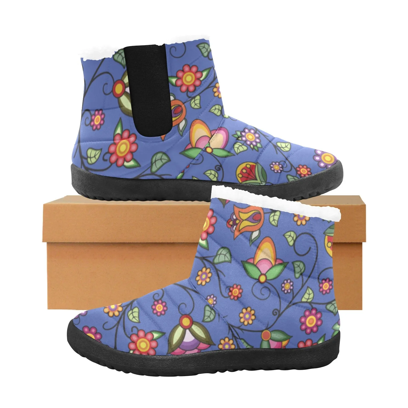 Heartbeat Petals Blue Men's Padded Winter Boot