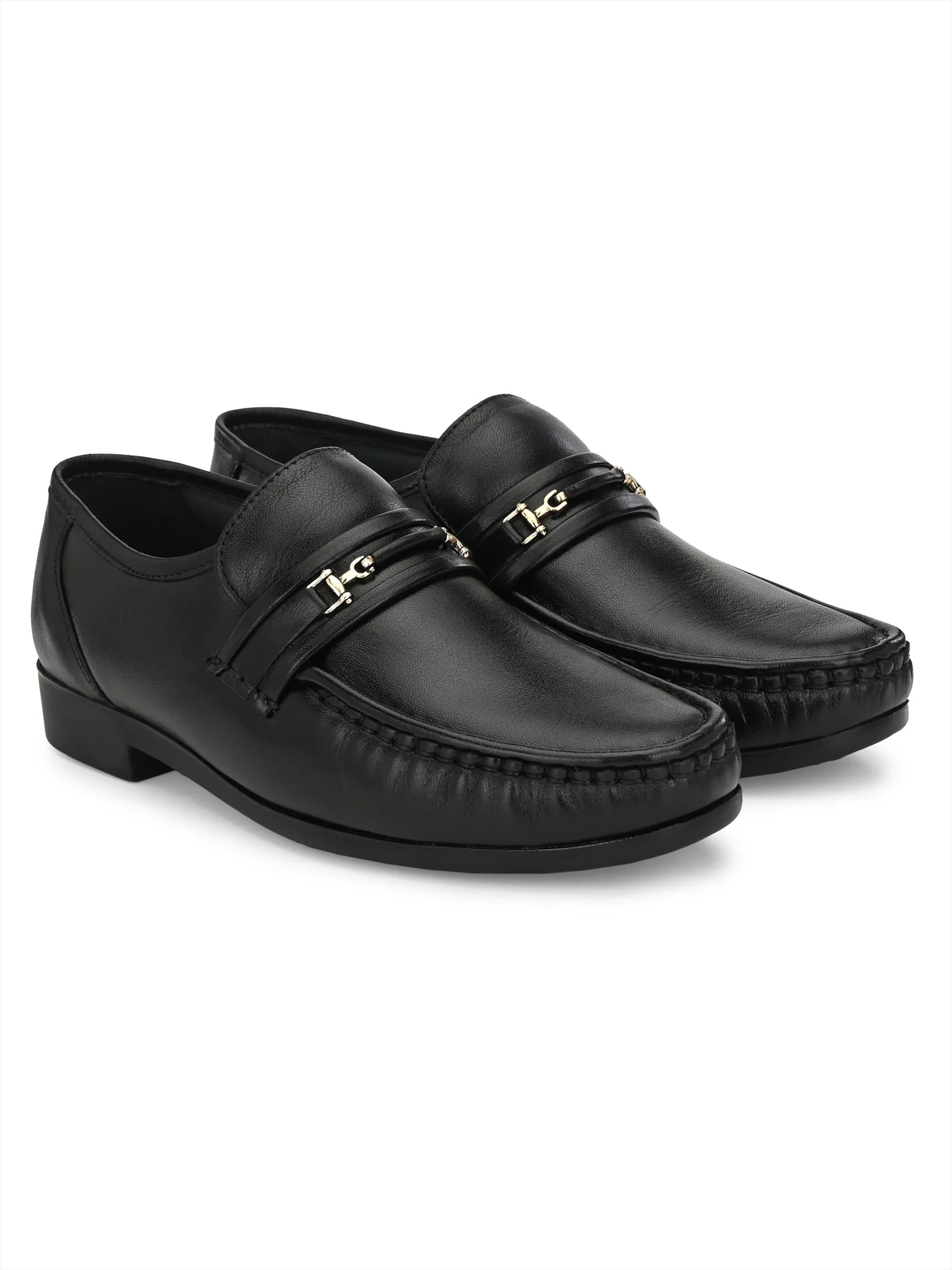 HITZ836 Men's Black Leather Formal  Slip-On Shoes