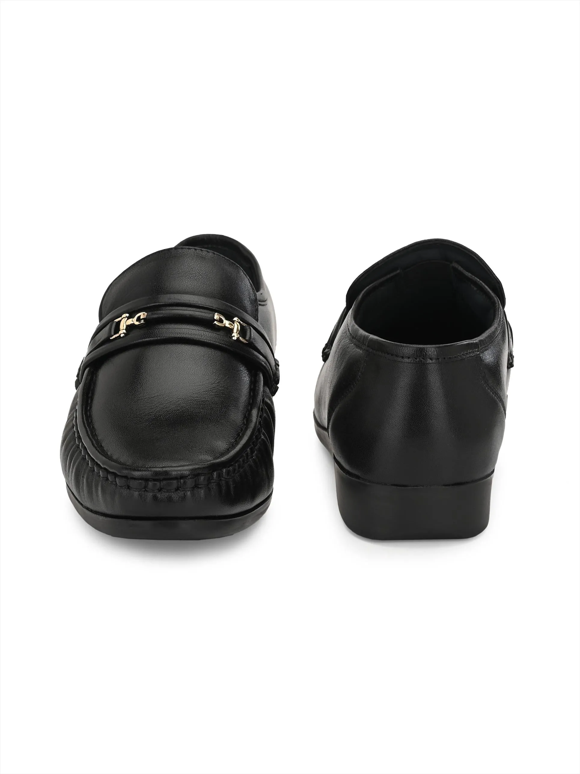 HITZ836 Men's Black Leather Formal  Slip-On Shoes