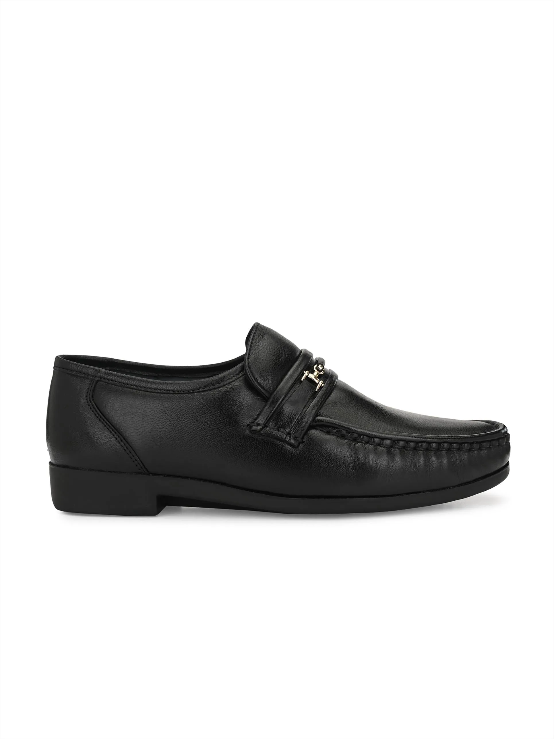 HITZ836 Men's Black Leather Formal  Slip-On Shoes