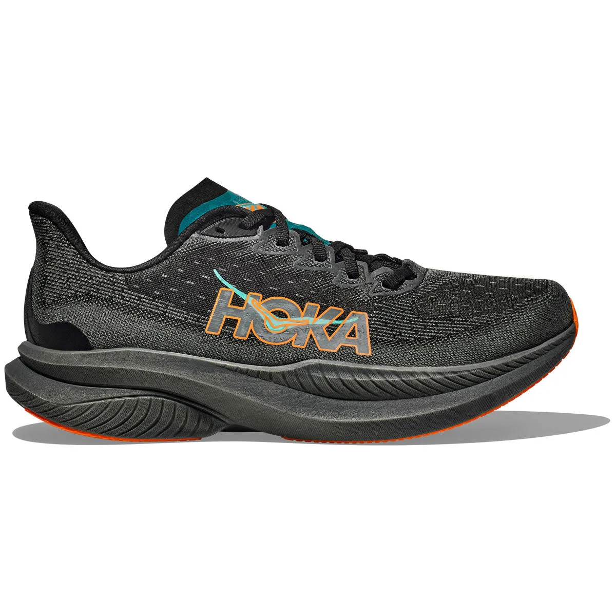 Hoka Mach 6 Running Shoes - Mens - Black/Electric Tangerine