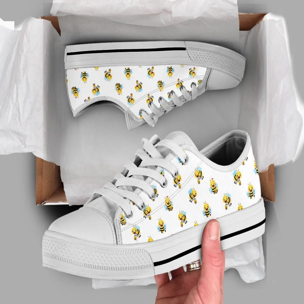 Honey Bee Shoes, Bee Sneakers, Low Top Shoes For Men And Women, Animal Print Canvas Shoes, Print On Canvas Shoes