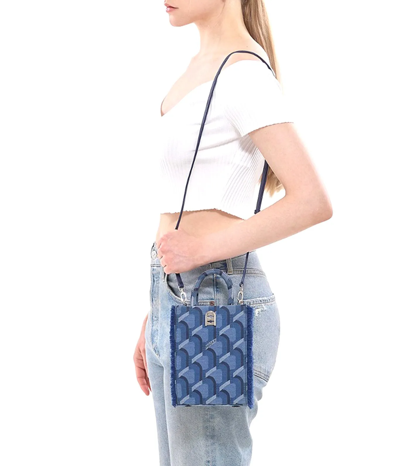 Jeans Monogram Tote Denim Blue