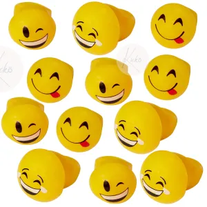 Kicko Flashing Emoticon Rubber Rings - 12 Pack - Assorted LED Fancy Jewelry - Kids