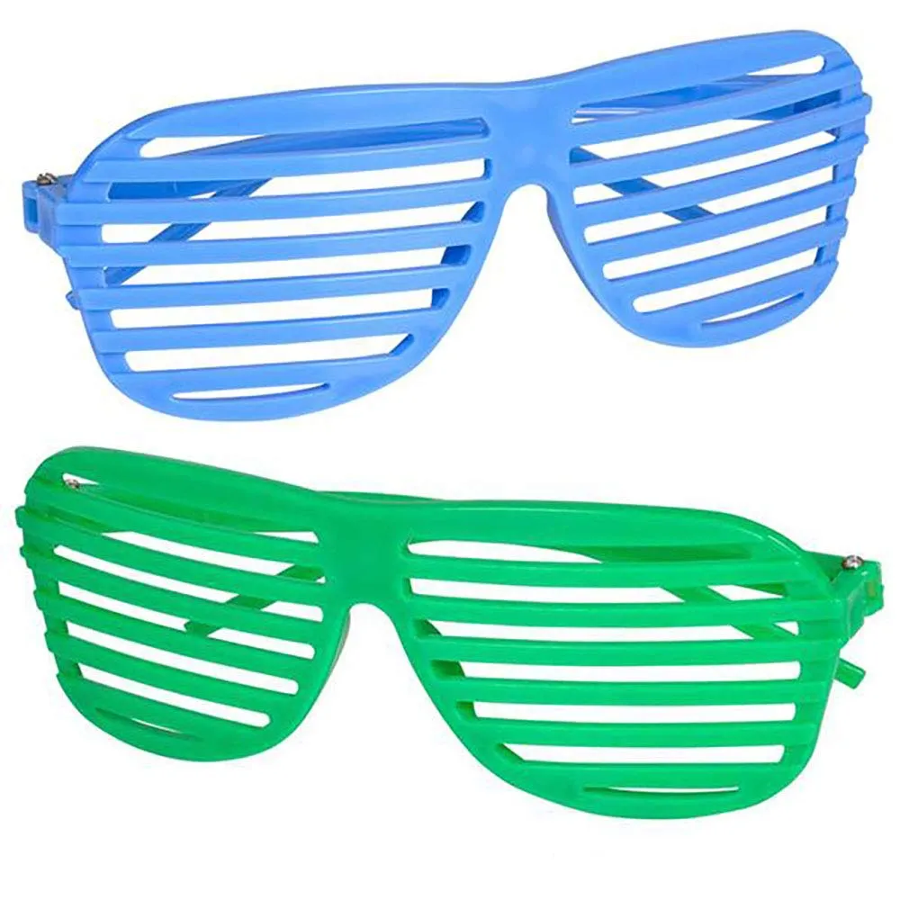 Kicko Neon Shutter Glasses - 12 Pack 80s Style Unisex No Lens Aviators in Assorted