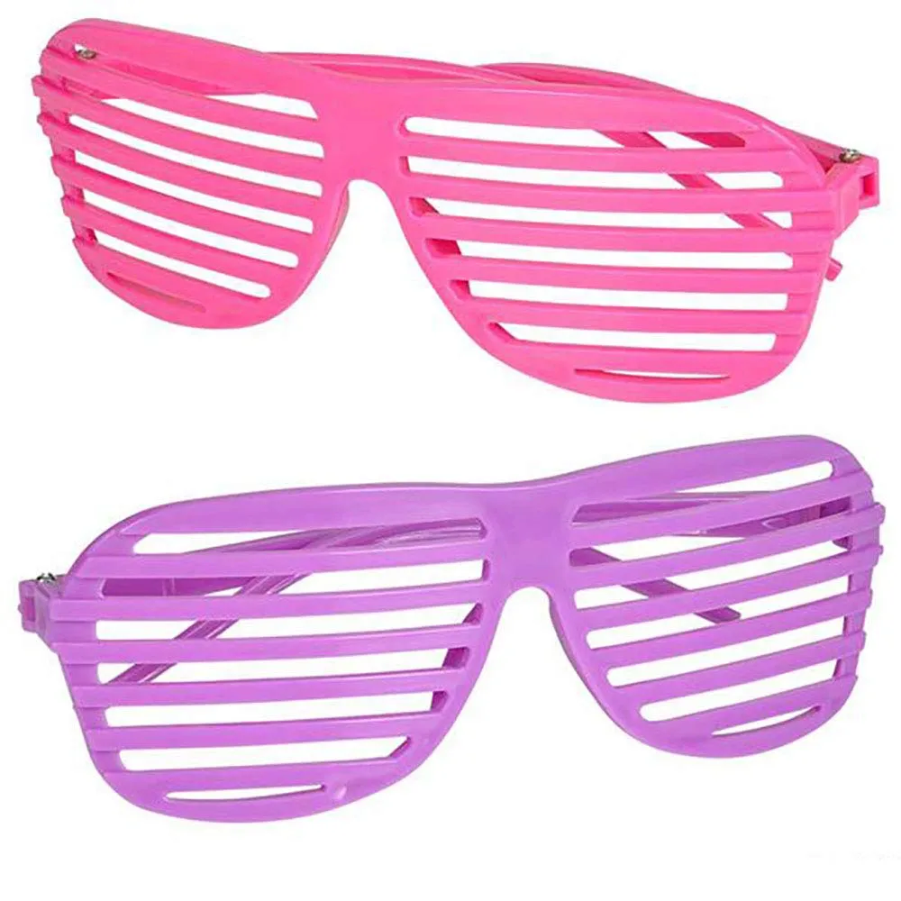 Kicko Neon Shutter Glasses - 12 Pack 80s Style Unisex No Lens Aviators in Assorted