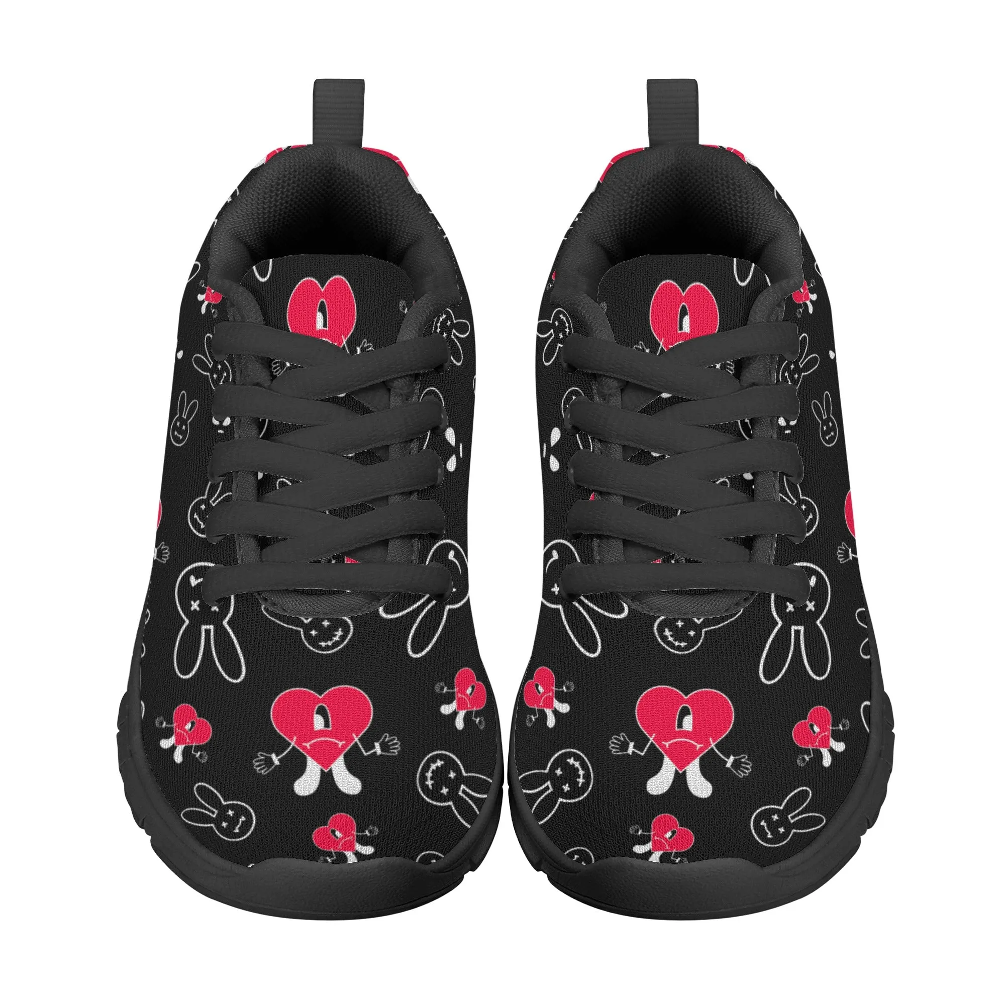 Kids Running Shoes | Back to School Kids Sneakers | Unisex Childrens Trainers | Cute Bunny and Hearts