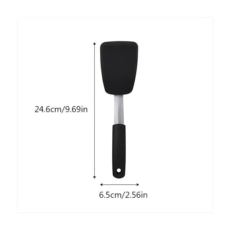 kkboxly 1pc Premium Silicone Kitchen Spatula - Non-Stick, Heat-Resistant, Ergonomic Design - Stainless Steel Handle for Safe & Versatile Cooking - Perfect for Frying & Household Kitchenware