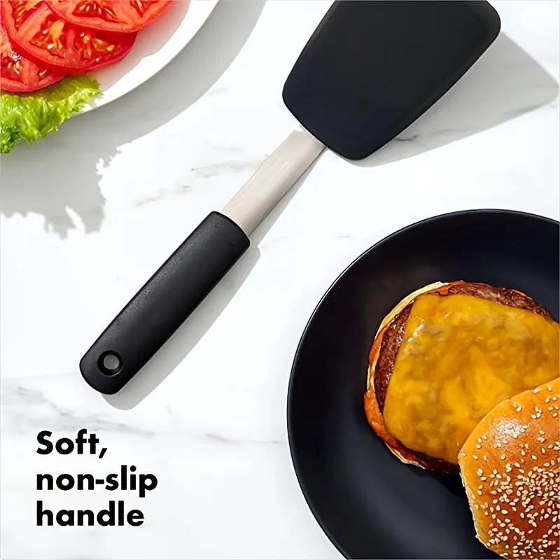 kkboxly 1pc Premium Silicone Kitchen Spatula - Non-Stick, Heat-Resistant, Ergonomic Design - Stainless Steel Handle for Safe & Versatile Cooking - Perfect for Frying & Household Kitchenware