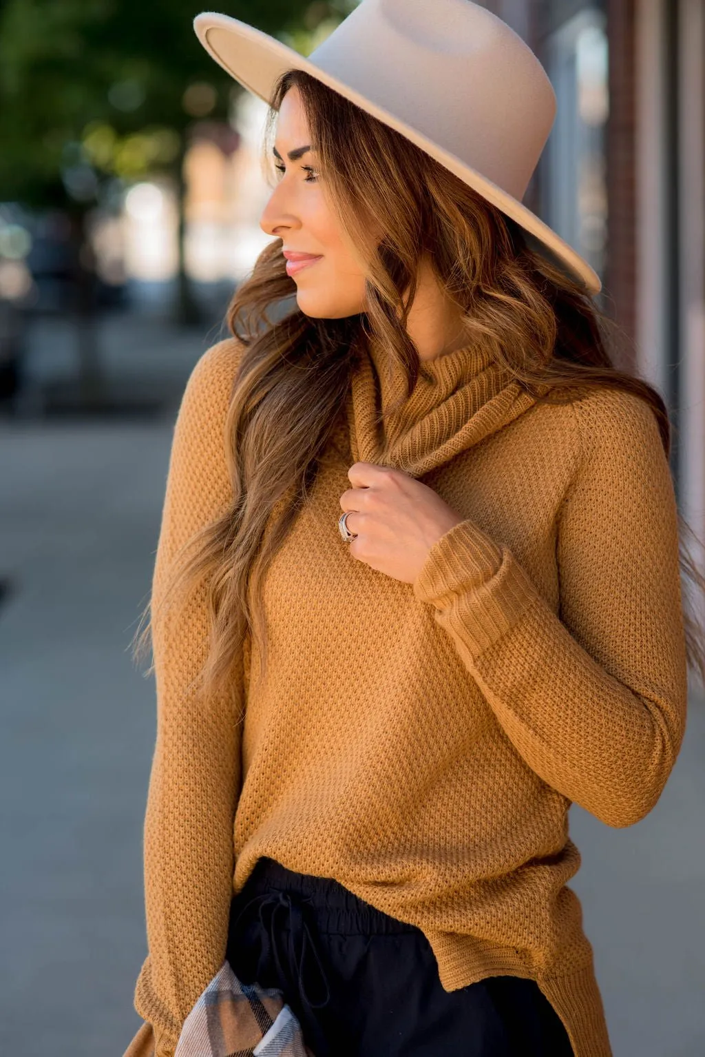 Knitted Cowl Neck Sweater